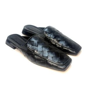 Black Quilted Mules